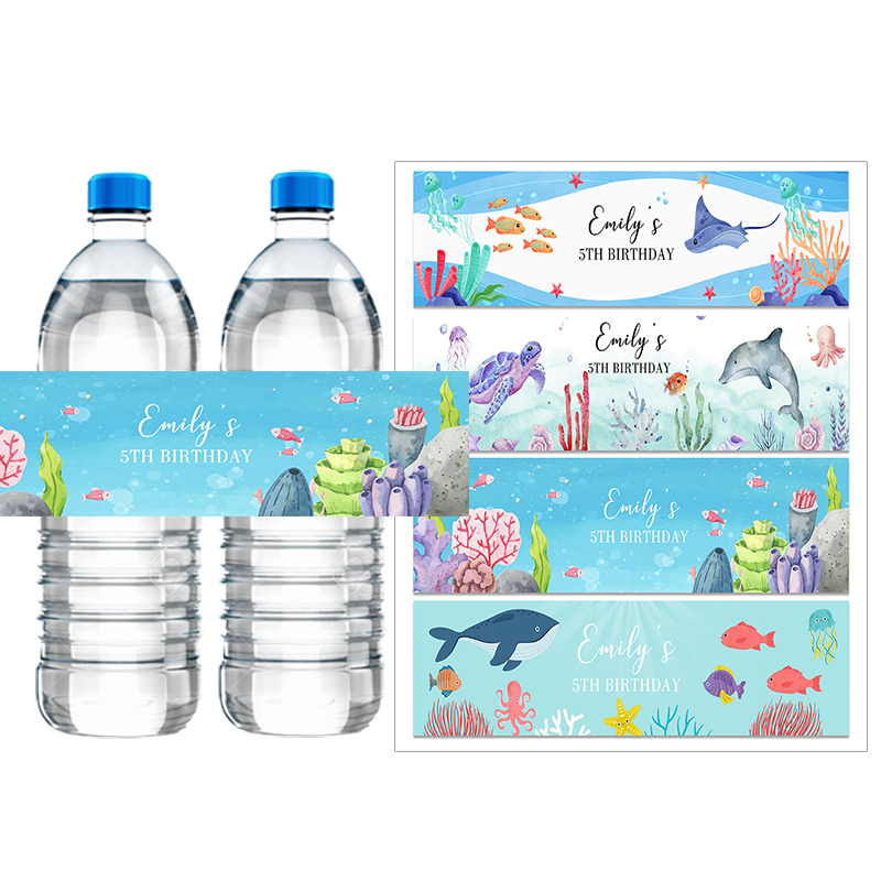 맞춤형 텍스트 물병 라벨 스티커, 바다 아래 동물, 바 - Zwitsal Baby Products 리뷰 및 가격